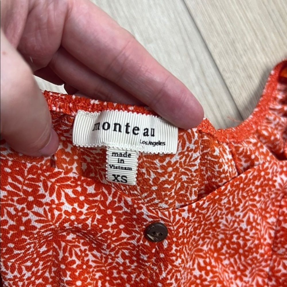 Monteau Red Patterned Off-Shoulder Blouse - Picture 2 of 3